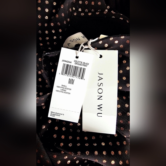 Jason Wu Blouse Sleeveless Black Gold Bronze Turtleneck Bow Tie size M - Picture 4 of 4